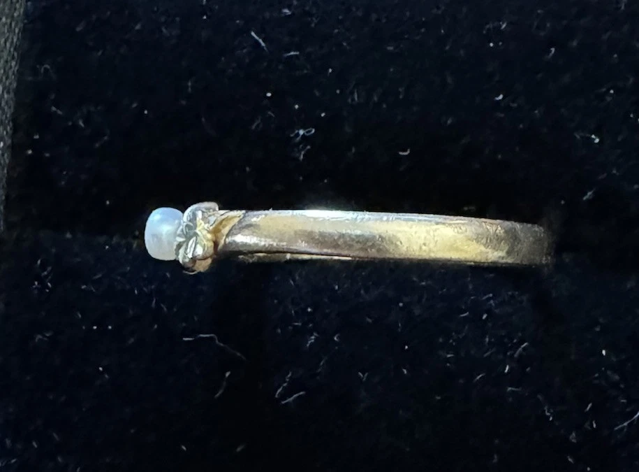 10k Tricolor Landstrom's Black Hills Gold Leaf Pearl Ring Sz 7, 1.9 gr - Изображение 4 из 4