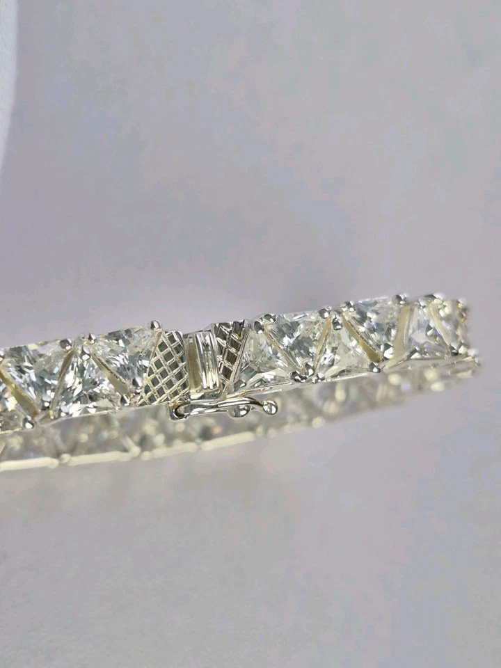 Pulsera Tenis Piedra Transparente Suzanne Somers Línea Plata Esterlina Corte Triangular Foto 2 de 4