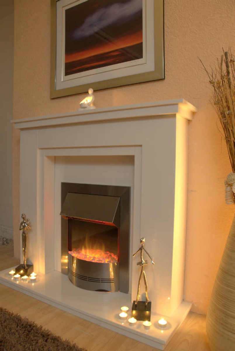 Marble Fireplace Modern Surround with 40, 42, 48, 54 inch Width u0026 Light  Option | eBay