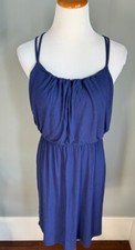 LOFT Navy Blue Super Soft Speghetti Straps Jersey Knit Dress Women Medium M EUC