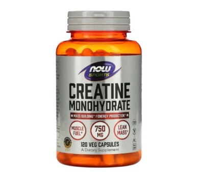 NOW Foods, Sports, Creatine Monohydrate, 750 mg, 120 Veg Capsules EXP:07/25