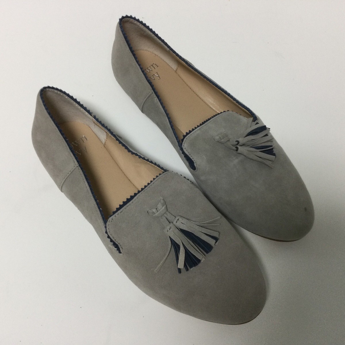 womens grey suede dress shoes crown & ivy aria flat Size 7.5M Tassel Gray Flat Casual Women's SCH004828_G_L