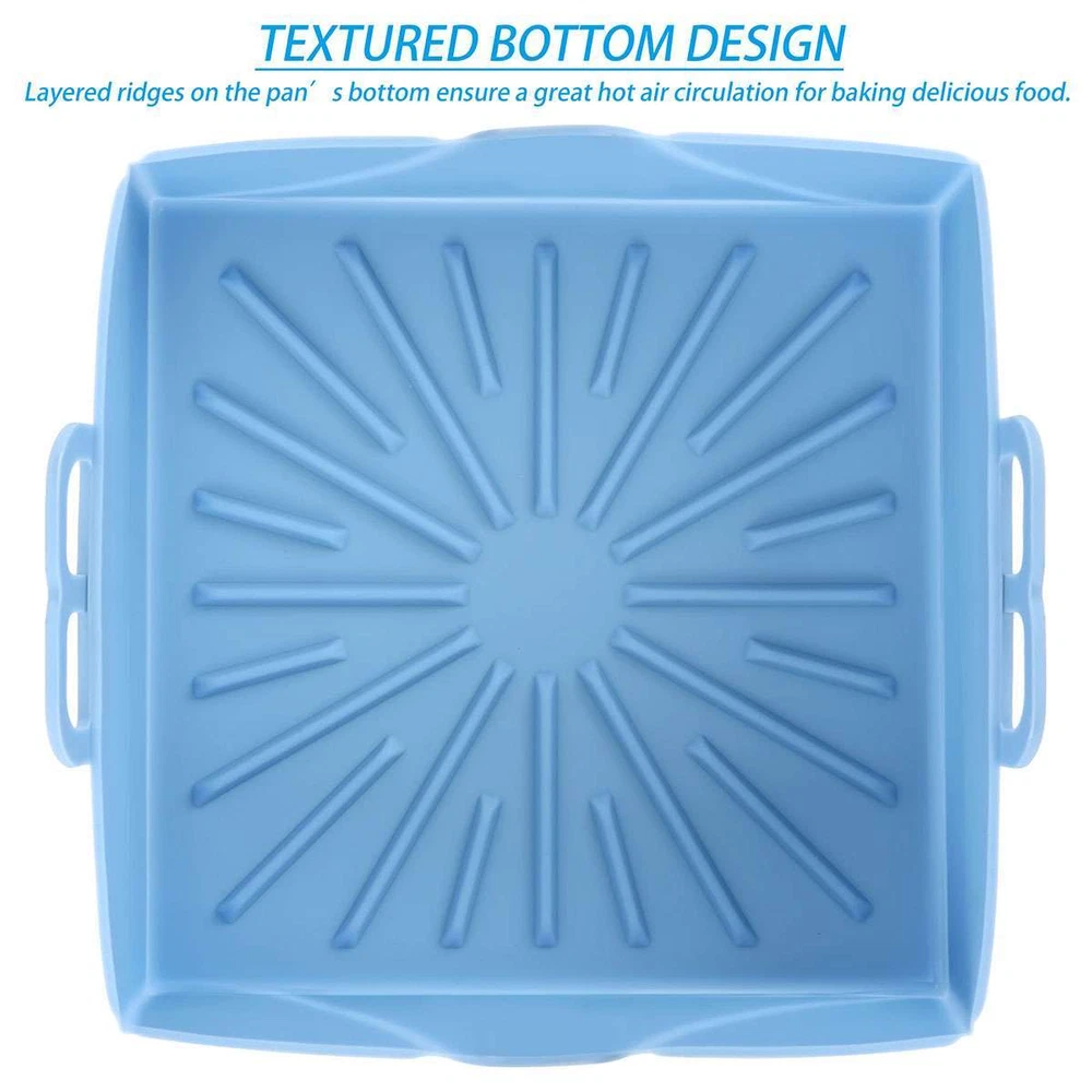 Air Fryer Silicone Pot Basket Non-Stick Safe Oven Square Baking Tray Foldable