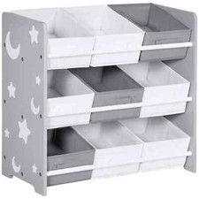 Image of Storage Unit with 9 Removable Storage Baskets for Nursery Playroom - Grey