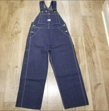 Vtg 60s SEARS Denim Bib Overalls NOS Union Made Button Fly 34x28 Fits 35x27 Rare