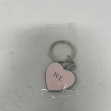 Ralph Lauren Pink Heart Silvertone Metal Keychain - New