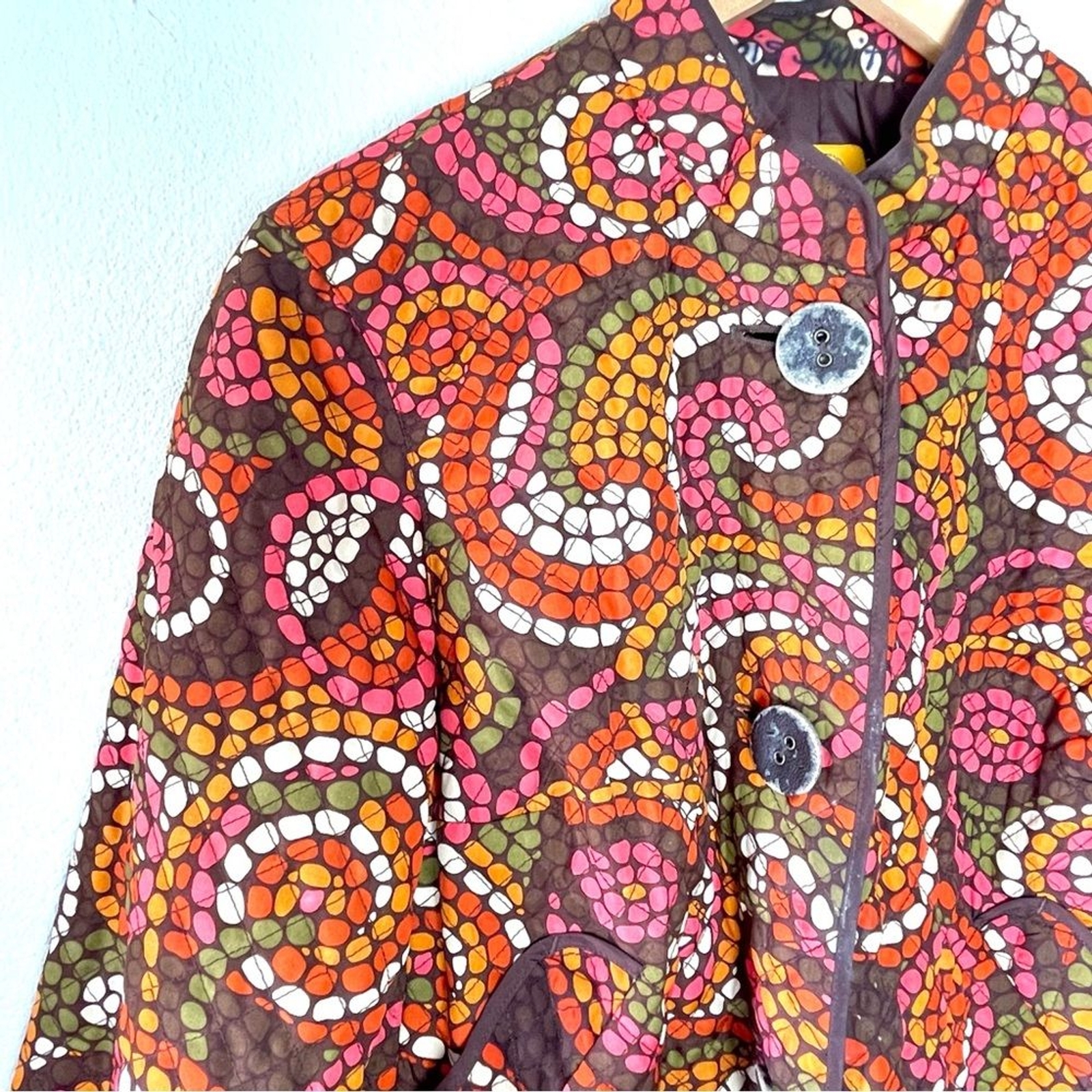 Ruby Rd Quilted Mosaic Print Jacket Coat Top Ligh… - image 9