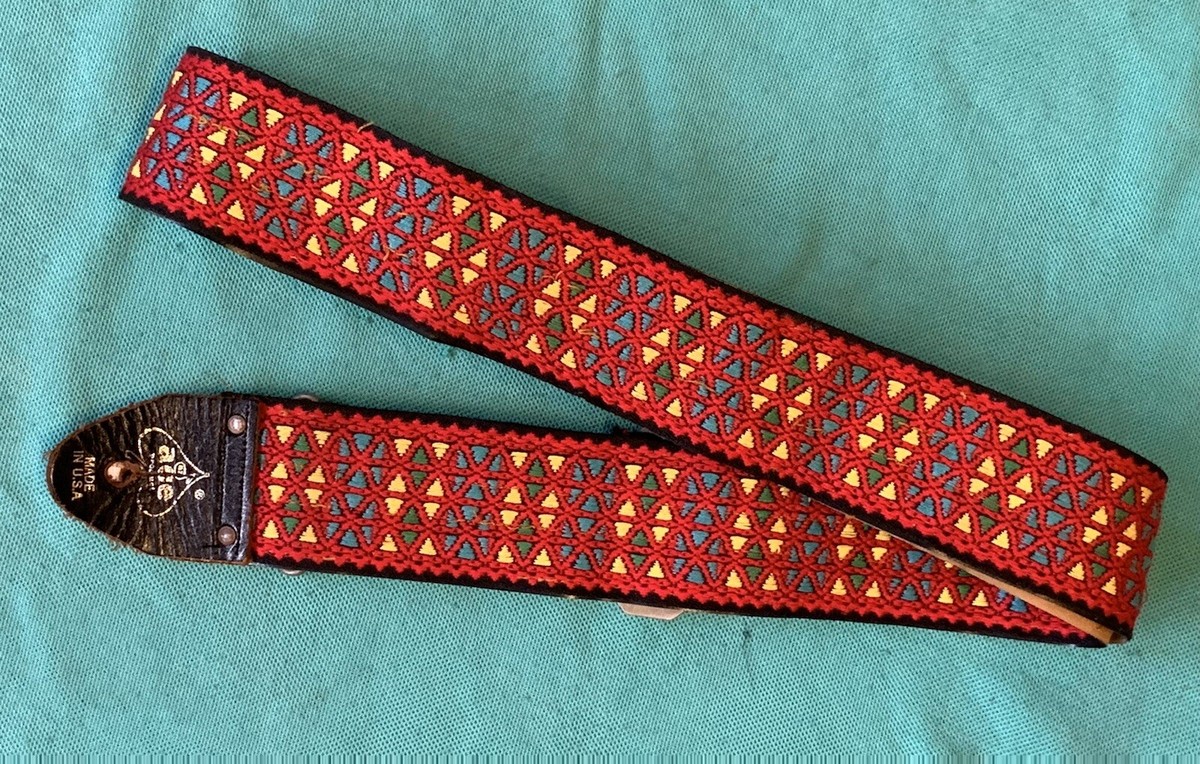 Vtg ACE Monterey Original Gold Logo Woven Guitar Strap Made
