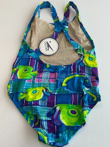 Girls Vintage 90s Speedo Blue Tang Fish Pattern Print Athletic One Piece Size 16 - Picture 5 of 6