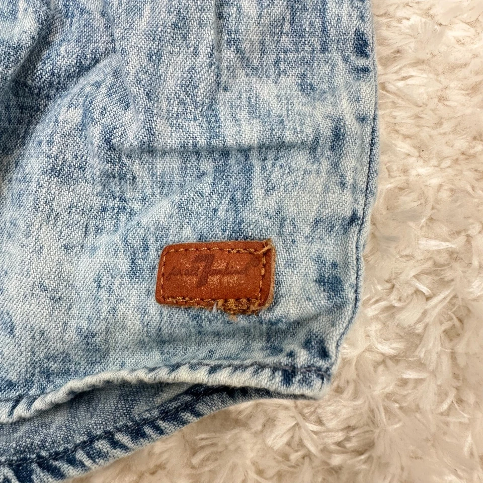 7 For All Mankind 12M Baby Boy's Denim Button Shirt Hoodie Casual Preppy — 第 3/4 张图片