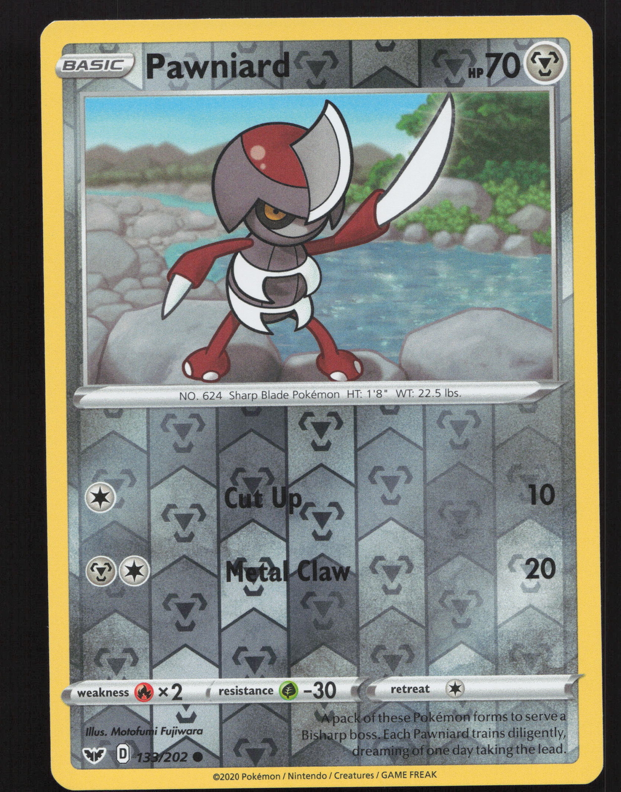 Pawniard 133/202 Reverse Holo Pokemon SWSH01: Sword & Shield Base Set NM