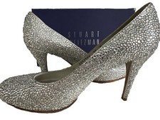 Stuart Weitzman  crystalline  Silver Crystal Pumps 10 WORN ONCE
