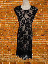 WOMENS NEXT UK 8 BLACK CAP SLEEVE LACE FORMAL OCCASION PARTY COCKTAIL DRESS
