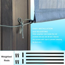 Breathable Pergola Replacement Shade Cover Panel with Metal Weighted Rods Grey