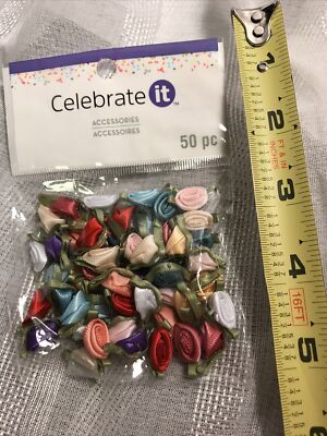 CELEBRATE IT FLOWER craft sewing ACCESSORIES  new Colors flowers Ribbon  50 pc