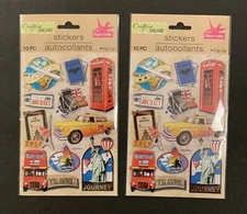 CRAFTER'S SQUARE LOT OF 2 PACKS TRAVEL POP UP  STICKERS  VACATION - TONYA #4822