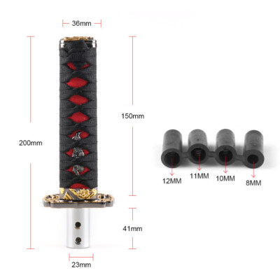 15cm Samurai Sword Shift Knob - Silver Aluminum Alloy Katana Handle, Universal With 3 Adapters For Most Cars & Trucks-989331