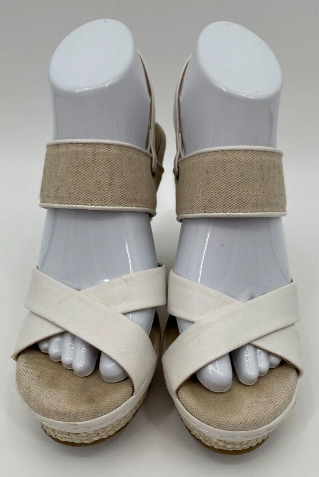 Sandalias de cuña chinas Laundry Z Favorite para mujer talla 7,5 beige lino Foto 2 de 4