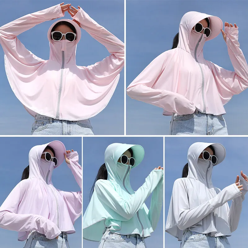 Women Sun Protection Clothing Long Sleeve Jacket Cooling Hoodie