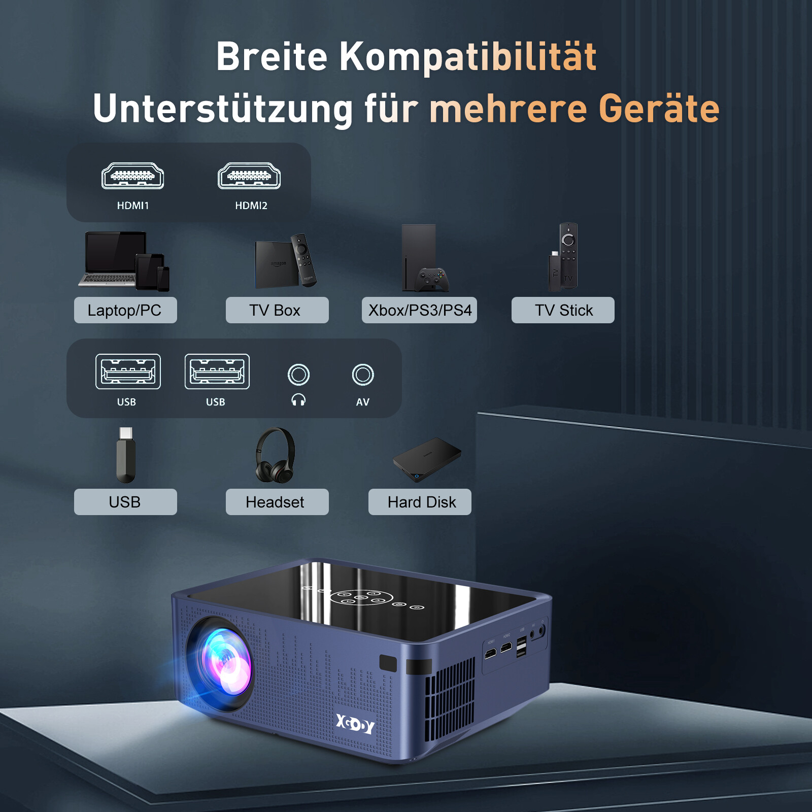XGODY Sail 2 8K Smart Projektor - 25000 Lumen, WiFi Produktbild-Vorschau 1