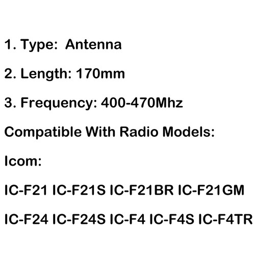 For IC-F21 IC-F30GT Radio UHF ICOM IC-F4 Antenna T4 IC-F3 IC-F21S 400-470MHz - Zdjęcie 12 z 13