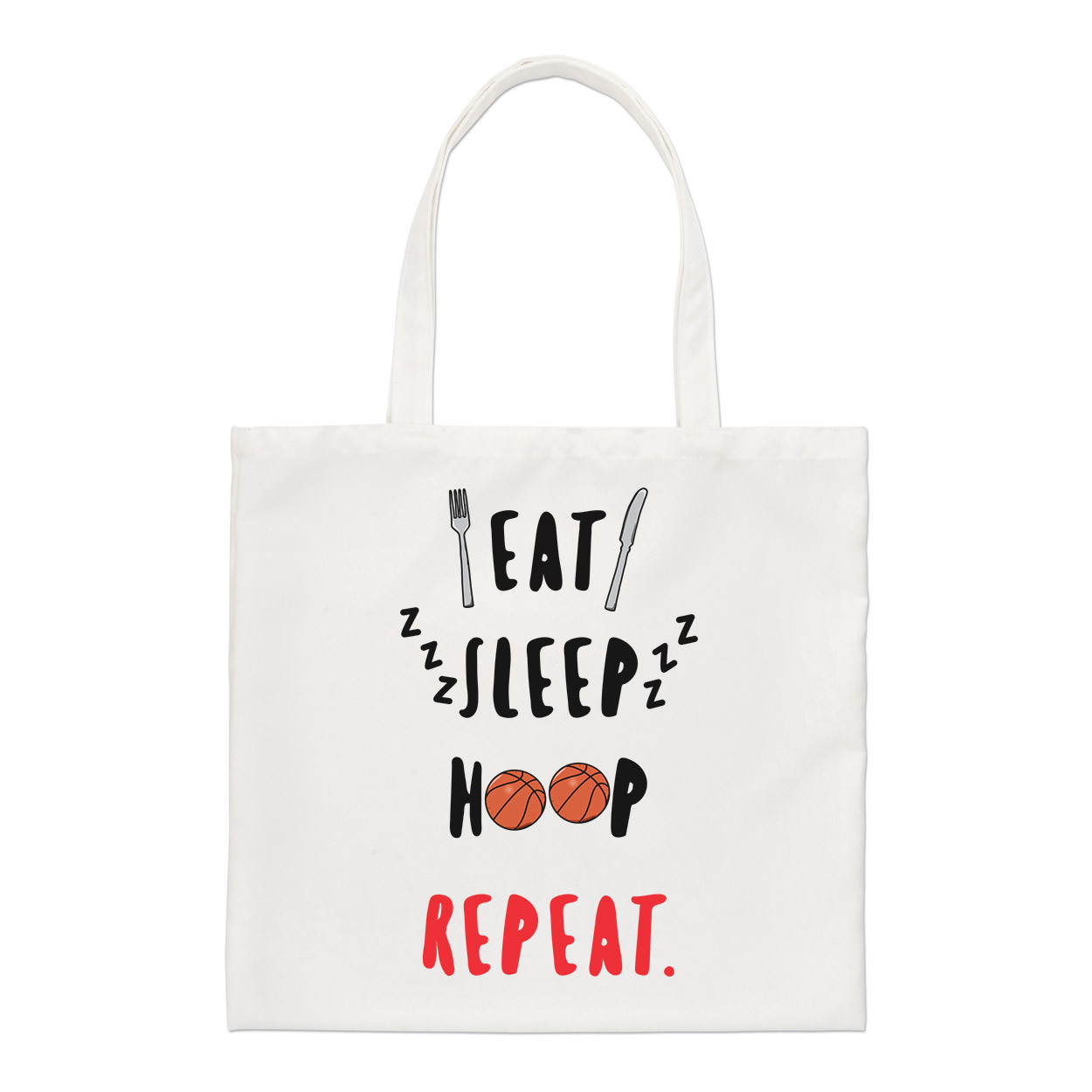 Eat Sleep Hoop Repeat Regular Tote Bag Funny Basketball Shopper Shoulder