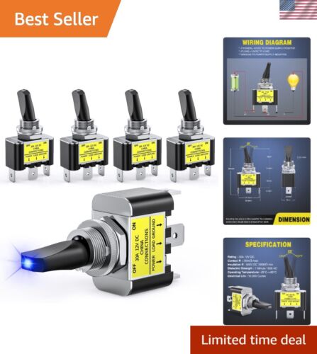 Heavy-Duty 12V 30A LED Toggle Switches (5PCS) for Automotive Enhancements