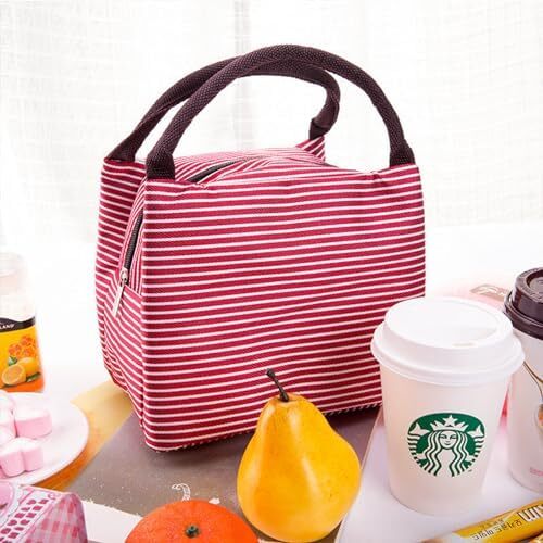2PCS Reusable Insulated Lunch Bags Portable Cooler Tote for Picnic Blue & Red - Picture 5 of 9