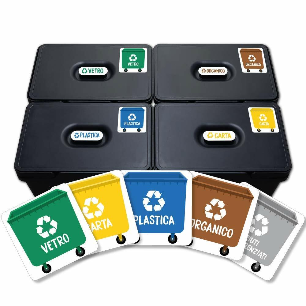 Haberdashery Online 5 Etichette adesive per Raccolta rifiuti. Adesivi per (d2T)