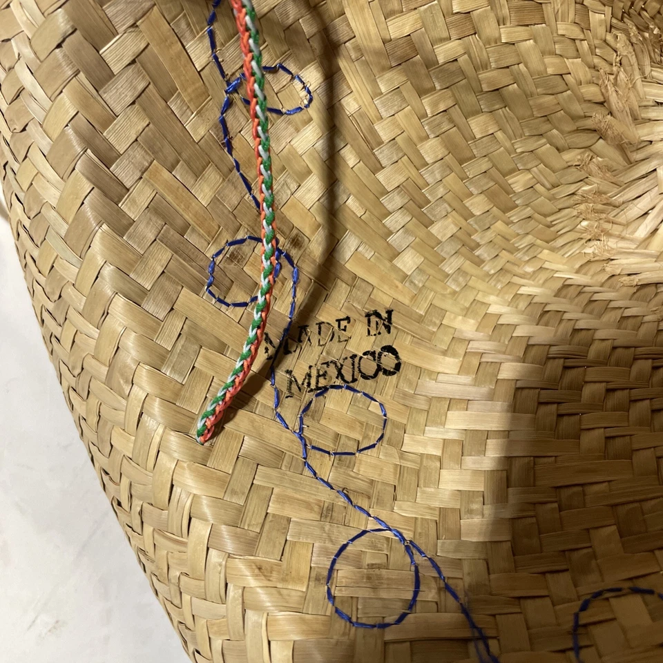 Chapéu de Palha Infantil Sombrero Fantasia Infantil Brincar Aro Vermelho Costura Azul - Imagem 3 de 3