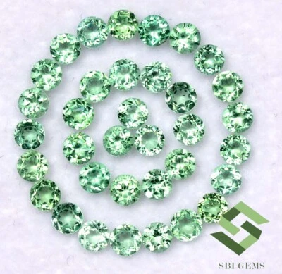 4.33 Cts Natürliches Grün Apatit Rund Schliff 3 MM Menge 35 Stück Geeicht Lose - Bild 1 von 4