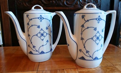 2 x Jäger Eisenberg original blau Saks  Kaffeekanne 1,2 Liter - DDR Porzellan