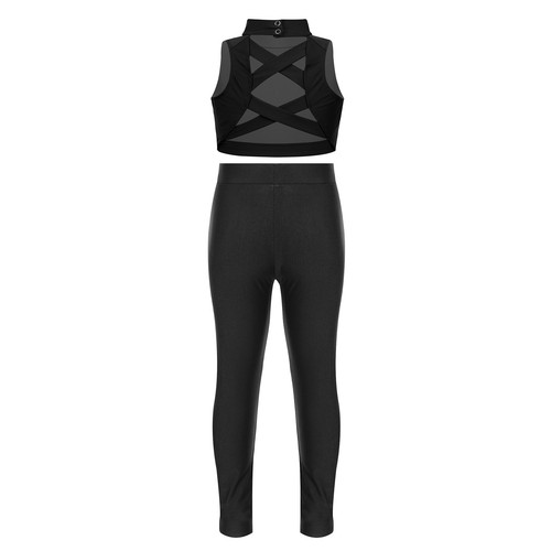 Kids Girls Sportswear Yoga Sports Suit Ballet Vest With Leggings Sport Slim Fit - Picture 6 of 20