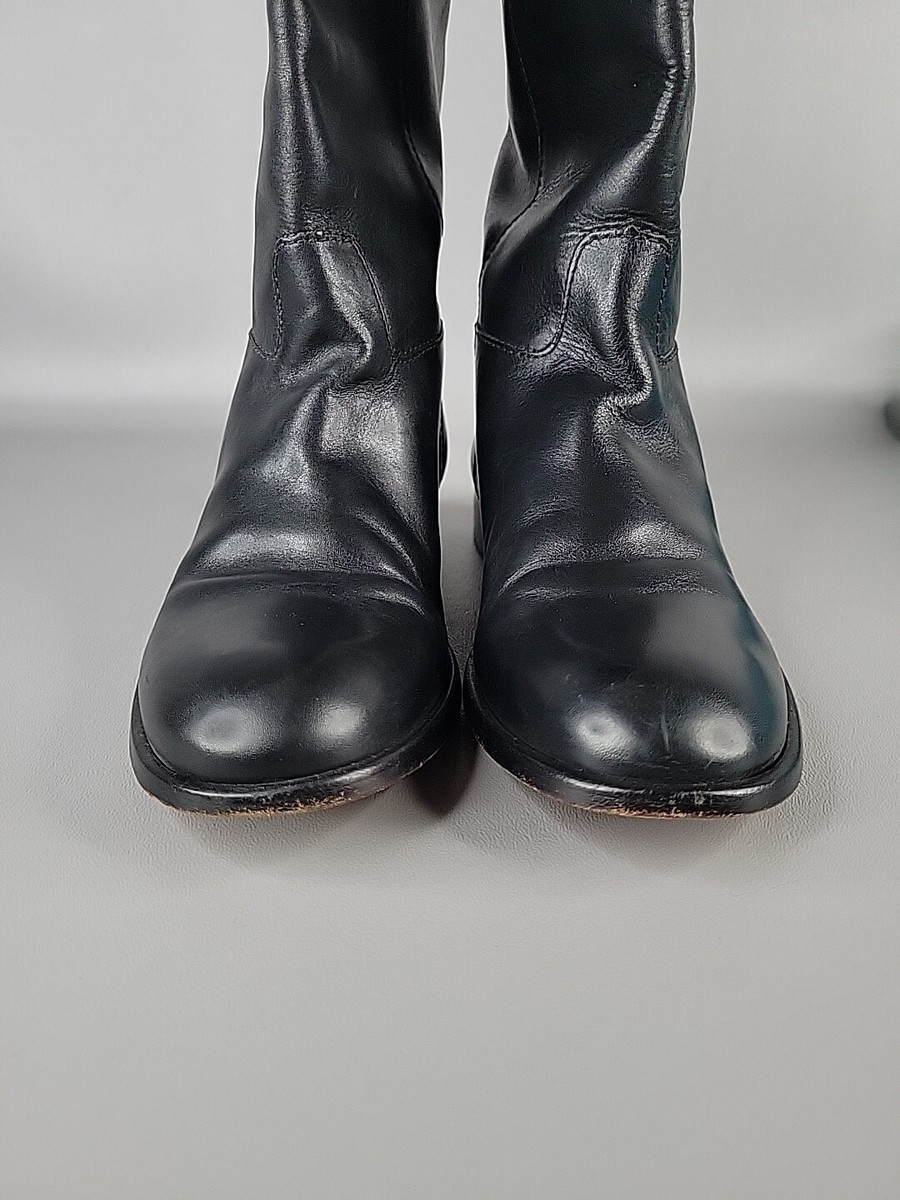 Bottes Cuir Genou Corso Como Femme - Taille 9 US Noir | Bottes D'Équitation Style Riding Boots