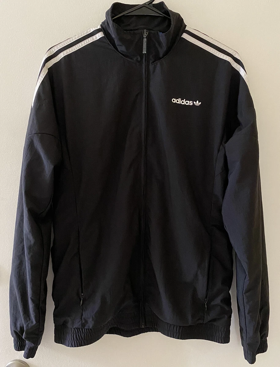 Vintage adidas Originals Track Jacket Full Zip Nylon Black & White Size  Small S