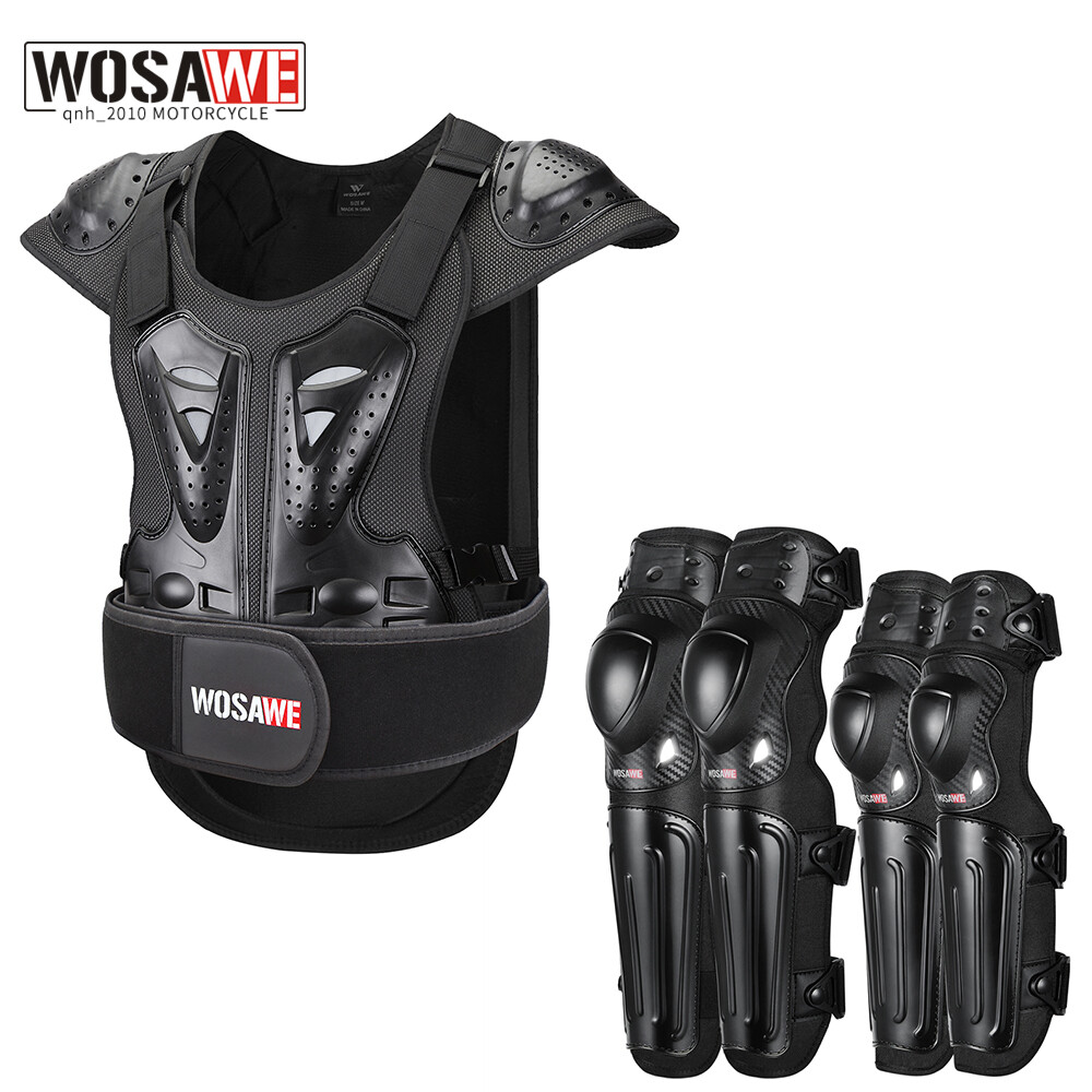 WOSAWE Motorcycle Armor Jacket Chest Protector Off Road Elbow Knee Pads  Adults