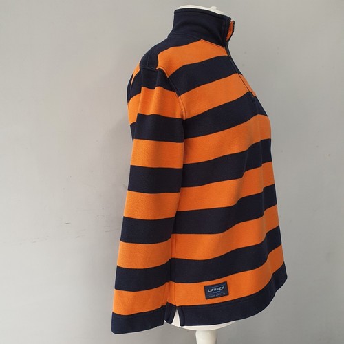 RALPH LAUREN Marine Rugby Sweatshirt 1/4 Zip Jumper Logo Badge Stripe Size M/L - Picture 6 of 11