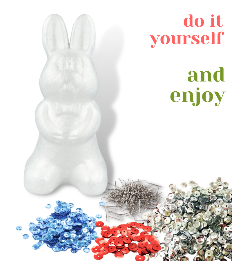 WHITE POLYSTYRENE STYROFOAM FOAM - RABBIT 250MM, Perfect for Sequins & Paint
