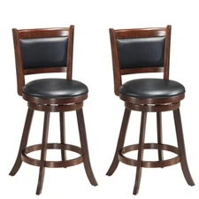 2PCS Bar Stools Swivel Counter Stool Dining Chair 24" Upholstered Seat Kitchen