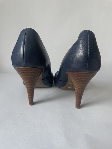 Dune Ladies Navy Leather Peep Toe Heels EU40 UK6.5 - Picture 4 of 5