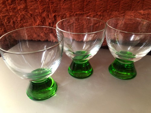 vintage green crystal weighted bottom small cocktail set of three - Picture 2 of 2