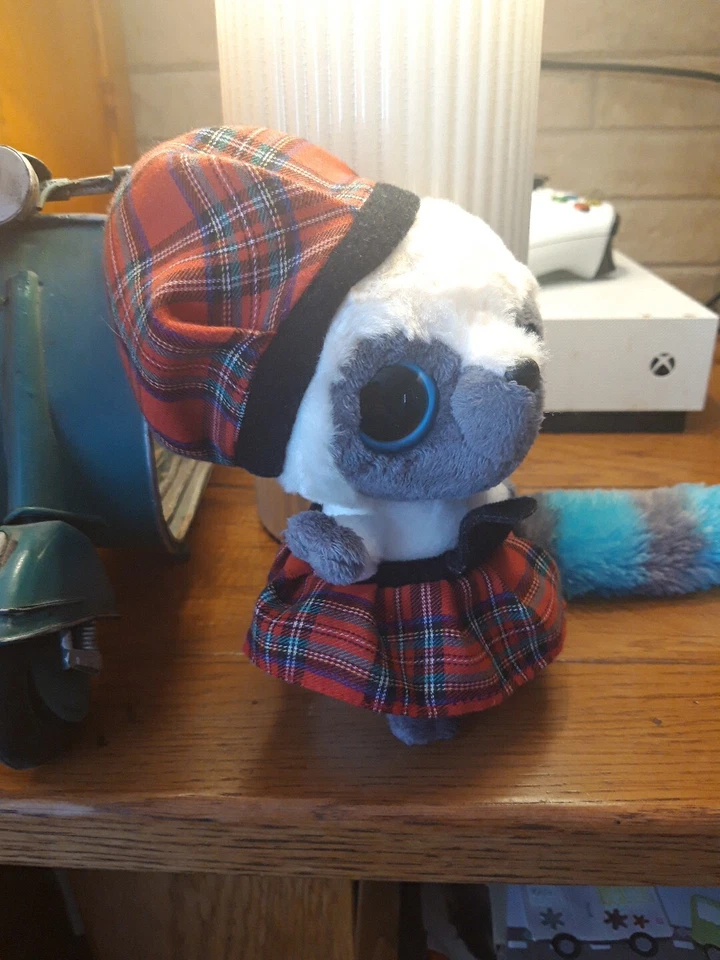 P1/ Peluche doudou Aurora Yoohoo and Friends ecossais 12cm gros Yeux  Lémurien - Photo 4/4