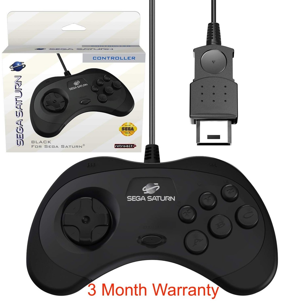 SEGA SATURN USBコントローラー ブラック 2個セット Retro-Bit SEGA Saturn Wired Controller Pad - Black for sale