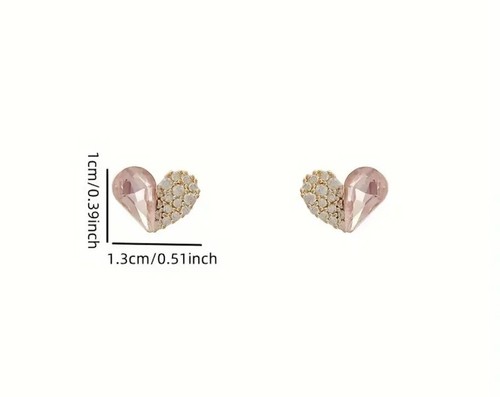 Crystal Heart 18 K Gold plated Earring Studs Jewelry For Womens Girls - Picture 4 of 8