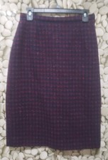 Pendleton Skirt Vintage Size 14 Red Blue Houndstooth Virgin Wool Lined Zip