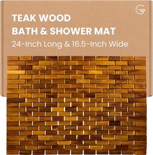 Teak Bath Mat  Shower Mat 24" x 16.5"  Wooden Flooring for Bathtub 