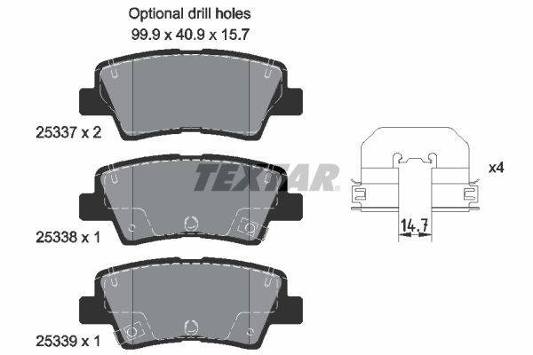 Textar Bremsbelagsatz, Scheibenbremse 2533703 FüR Hyundai KIA-image