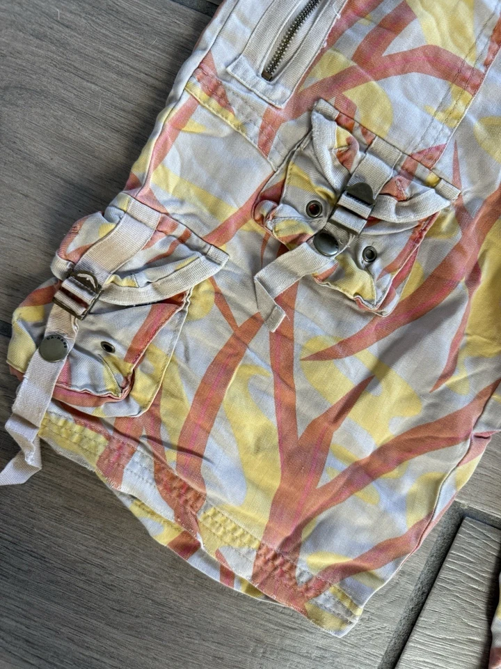 Da Nang шорты желтовато-коричневый хаки оранжевый желтый 100% шелк молнии размер XS грузовой камуфляж - Изображение 3 из 4