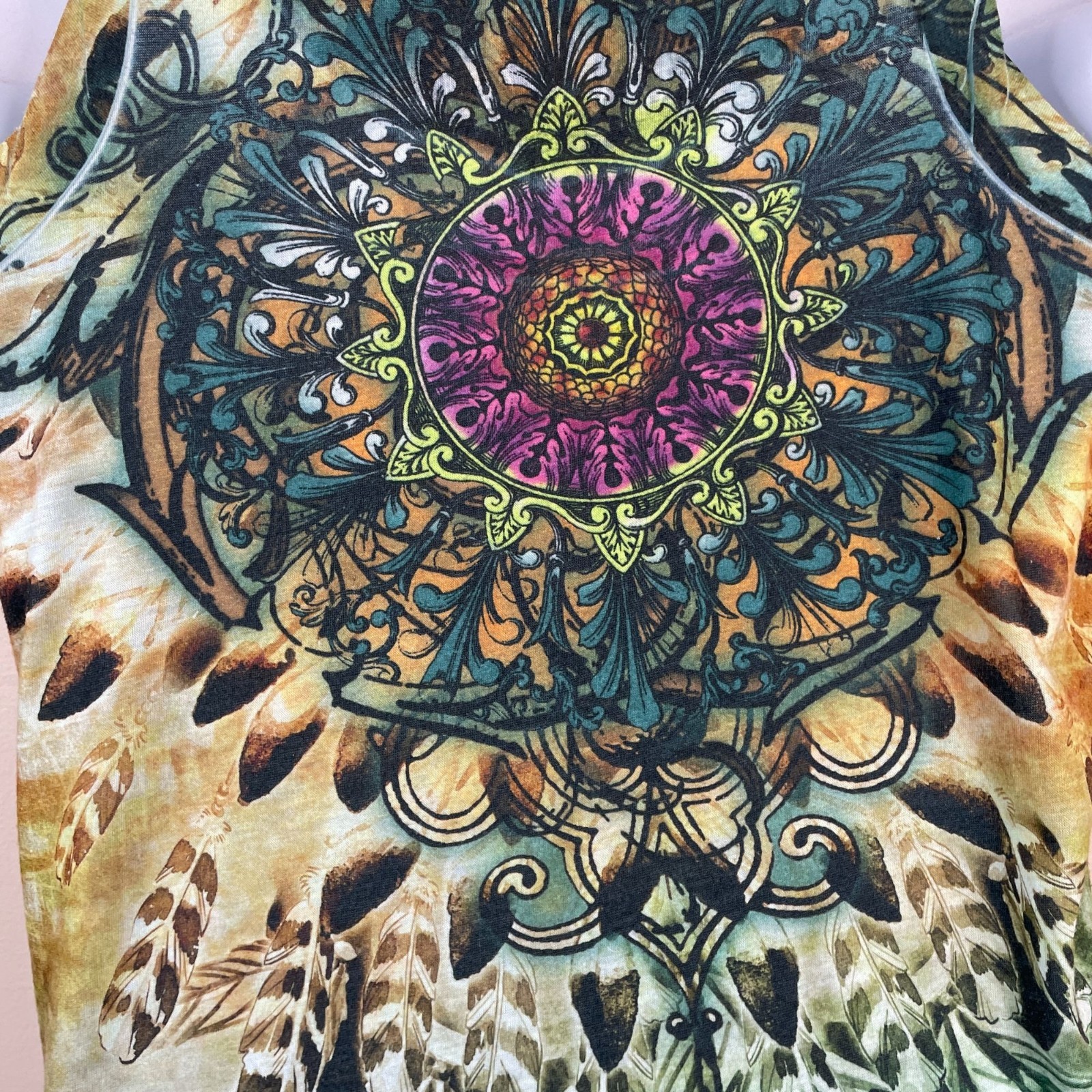 Vintage Boho Festival Tank Top XLarge Petite Studded Sparkle Southwest Cowgirl