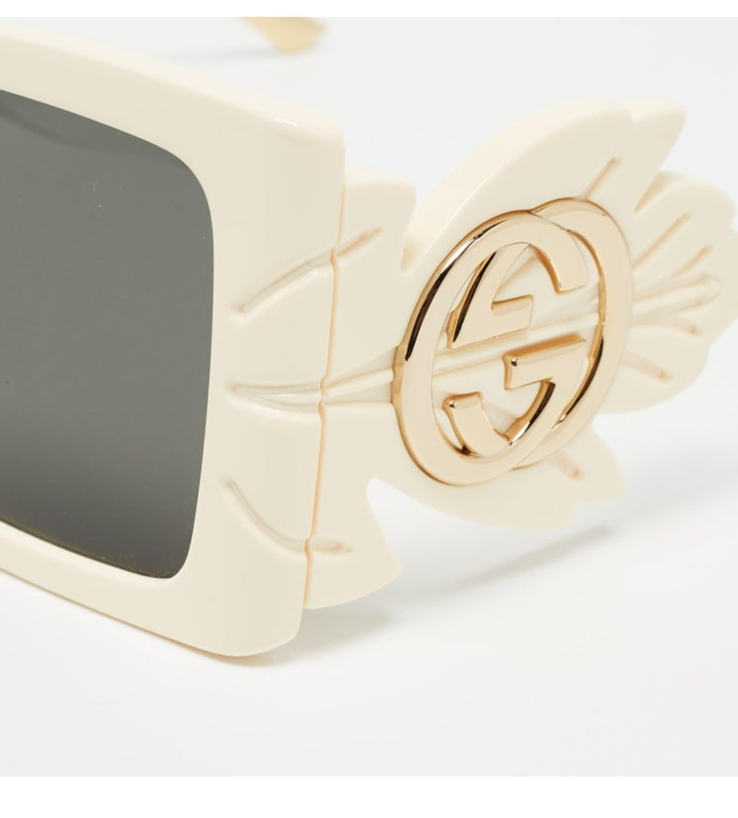 GUCCI Gold White Leaf Leaf Oversized Sunglasses GG0535S | eBay
